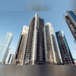 Mast climber installation at Union Residential Tower in West Bay, Doha, Qatar